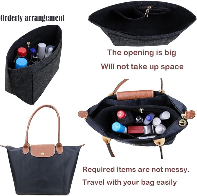 Lckaey Purse Organizer Insert for le pliage small Handbags Insert Organizer1012grey-s