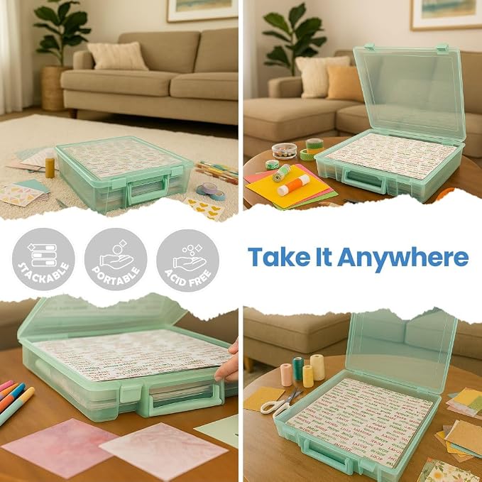 ArtBin 6955RJ Super Satchel 1-Compartment Box, Art & Craft Organizer, 1-Pack, Translucent Mint
