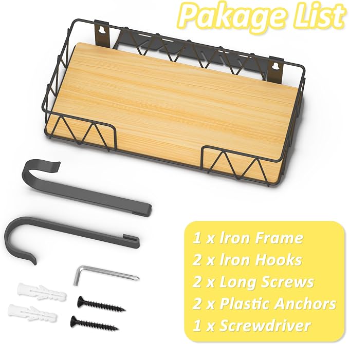 Ironing Board Hanger with Removable Hooks, Ironing Board Holder Wall Mounted for T/Y Leg, Space Saving Iron Holder for Laundry Room Storage and Organization