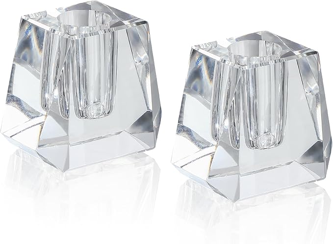 QFkris 2-Pack Crystal Single Pen Holder for Desk, 1.8" Fancy Fountain Pen Stand, Glass Feather Pencil Holder for Office Desktop Decoration, Gift for Man Woman Students Teachers Father Boyfriend