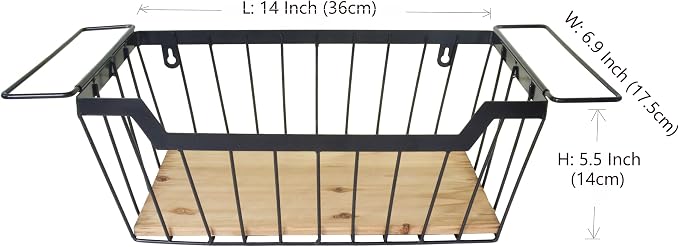 ShabbyDecor Metal Wire Basket with Handles Storage Organizer Stackable Organizing bin for Cabinet Shelf Countertop Under Sink Pantry for Kitchen,Bathroom,Laundry Closet, 1 Pack