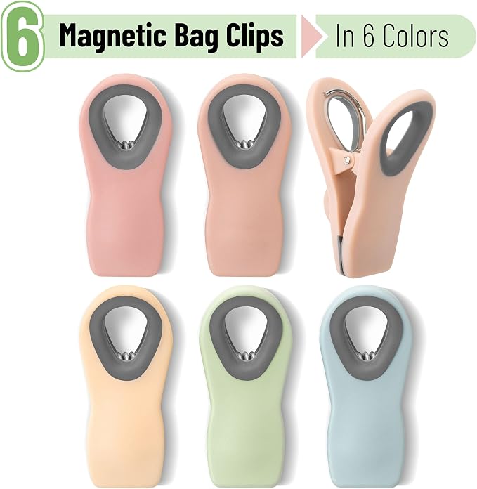 Mr. Pen- Magnetic Chip Clips, 6 Pack | Airtight Seal Reusable Bag Closers for Food Storage, Snacks, Bread & Kitchen Organization