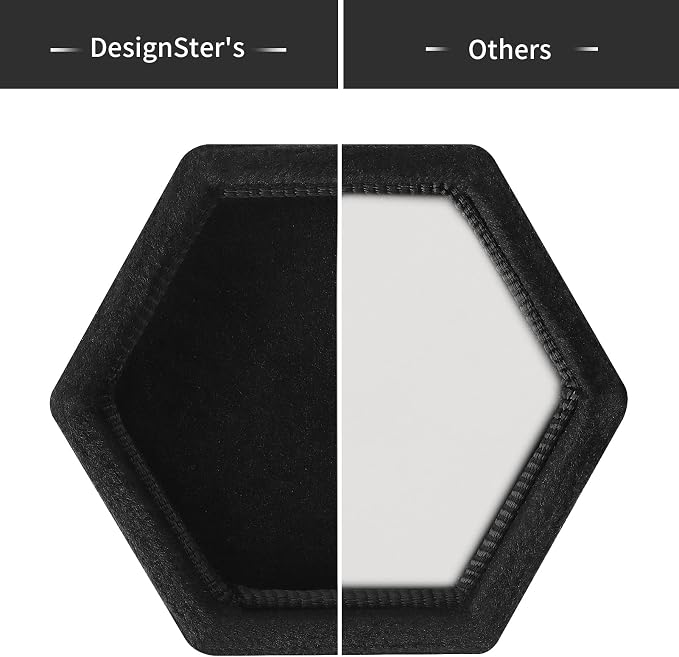 DesignSter Hexagon Velvet Ring Box - Premium Gorgeous Vintage Double Ring Display Holder with Detachable Lid for Proposal, Engagement, Wedding, Ceremony (Black)