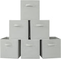 Stero Fabric Storage Bins 6 Pack Fun Colored Durable Storage Cubes with Fabric Handles Foldable Cube Baskets for Home, Kids Room, Closet and Toys Organization Gray