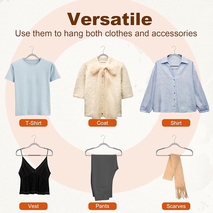 HOUSE DAY Heavy Duty Plastic Hangers 30 Pack, Non Slip Clothes Hangers with Rubber Pads and 360° Hook - Thin 0.2 Inch, Space Saving Coat Hanger Grey, Closet Organizer for Shirt, Pants, Suit, Skirt