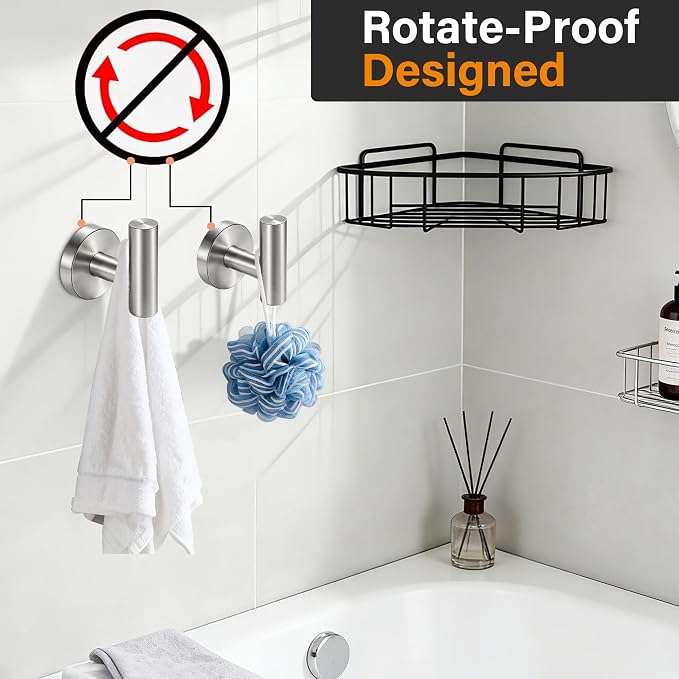 Nolimas Bathroom Towel Hooks SUS 304 Stainless Steel Coat Hook Round Clothes Towel Coat Robe Hook Cabinet Closet Door Sponges Holder for Bath Kitchen Garage Hotel,Wall Mounted, Brushed Nickel,6Pack