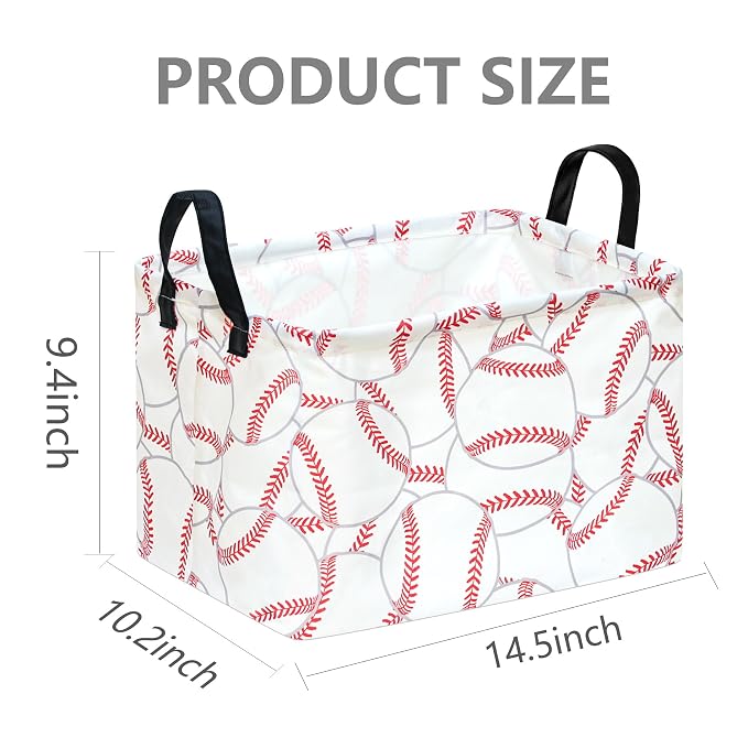 Storage Bin for Shelves Rectangle Closet Baskets Foldable Box with Handles, Baseball Storage Basket, Storage Boxes for Home Office Car Dormroom
