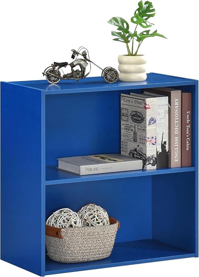 KB Designs - Tony 2-Tier Modern Bookcase with Open Storage Shelves for Kids’ Rooms, Playrooms, or Home Offices – Compact Colorful Bookshelf Organizer