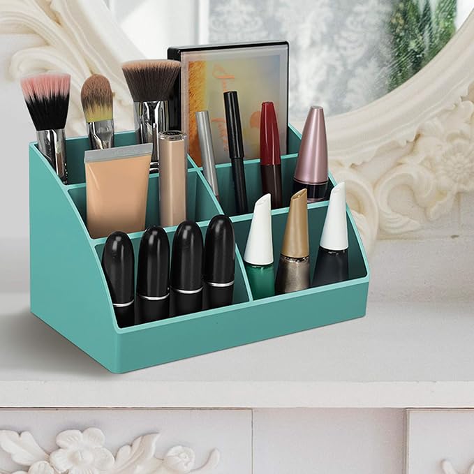 Acrimet Desktop Organizer - Easy Organizer Caddy Holder for Office, Home and School use (Plastic) (Solid Green Color) | 960.6 Tilt Design, Scrunch Holder & Stationery Accessories