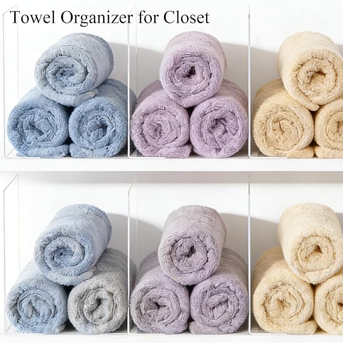 Shelf Dividers for Closet Organization - Acrylic Closet Dividers for Shelves - Clear Free-Standing Shelf Separators for Clothes Sweater Purse