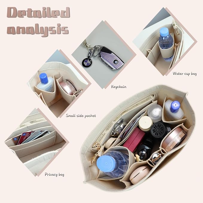 Lckaey Felt Organizer Insert for Longchamp Le Pliage Handbag Women Purse organizer 1012-30khaki-M