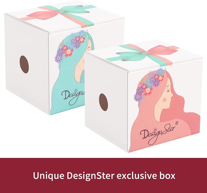 DesignSter Hexagon Velvet Ring Box - Premium Gorgeous Vintage Double Ring Display Holder with Detachable Lid for Proposal, Engagement, Wedding, Ceremony(Deep red)