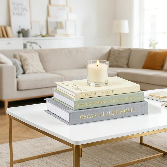 Set of 3 Decorative Books for Home Decor, Linen Faux Books for Coffee Table, Bookshelf or Mantel, Aesthetic Fake Book Storage Boxes with Magnetic Snap for Photo Organization & Keepsakes Box