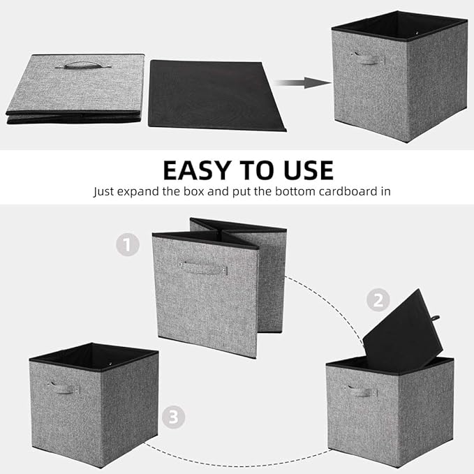 Cube Storage Bins, 13x15x13 inch Stroage Bin,4-Pack Large Storage Boxes with Handle for Organizing Shelf,Nurery,Home,Colset