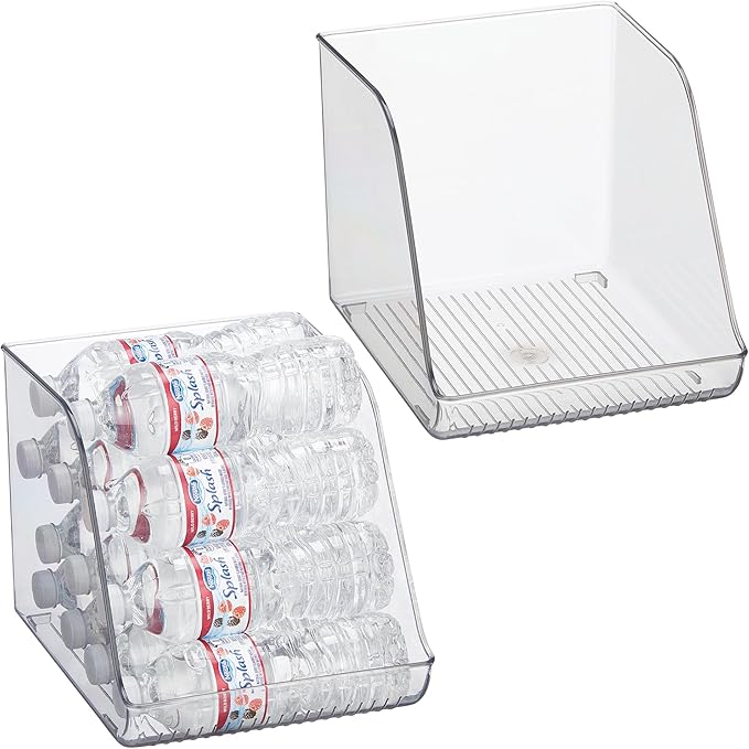 iDesign Plastic Water Bottle Organizer for Fridge, Clear, 2-Pack | Bottle Holder, For Kitchen and Pantry