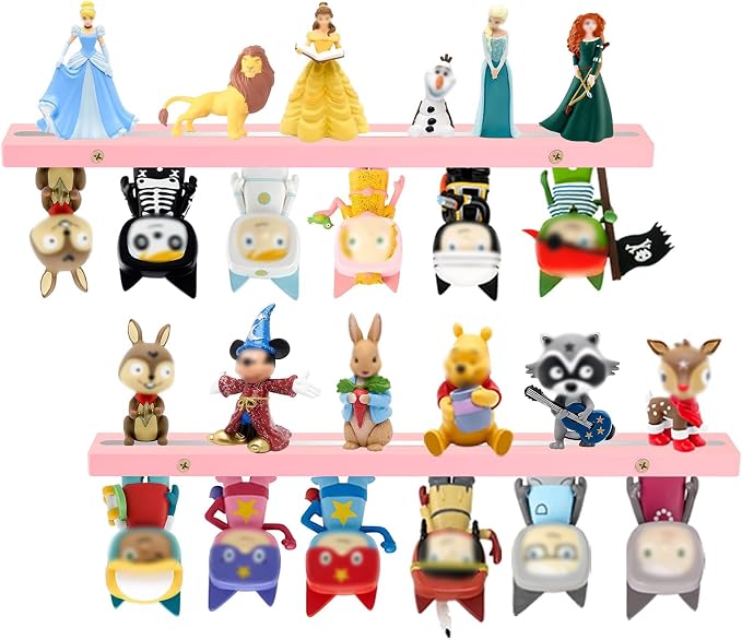for Tonies Box Shelf Storage Magnetic Wall Mounted Set of 2, Compatible with Tonies Characters Figures Player Character for Children Room (Pink)
