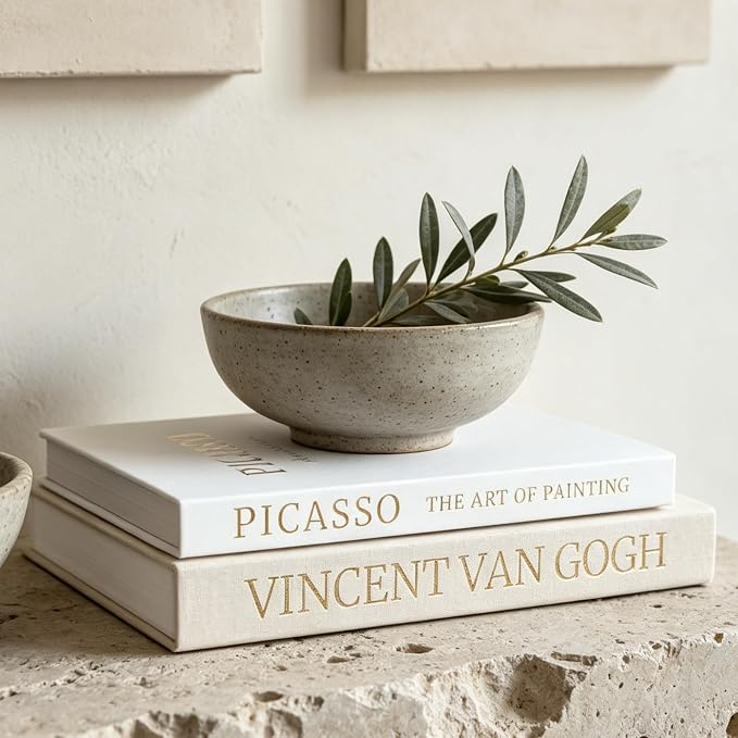 Small Faux Books（9.8' X 7'）- Set of 2 Linen Decorative Books for Coffee Table, Bookshelf or Mantle Decor - Hidden Storage Box for Remote, Photo & Tickets - Elegant Neutral Design Fits Any Home Decor