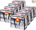Lifewit 8 Pack Clear Clothes Storage Bags, 45L Plastic Blanket Storage Bag, Vinyl Foldable Moving Bags with Zipper, Closet Organizers and Storage Containers for Bedding, Duvet, Comforter