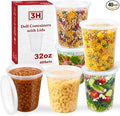 32oz Deli Containers with Lids (40 Sets/80 Pcs) Quart Plastic Containers with lids, BPA-Free Microwave Freezer Safe Bowl, Leakproof Food Prep Containers for Leftover Food Storage &To-Go