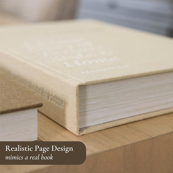 Decorative Books for Home Decor - 2 Linen Fake Books for Decorating Bookshelf, Coffee Table, Shelves - Faux Book Box for Hidden Storage and Decoration - Modern Neutral Design Fits Any Home Aesthetic