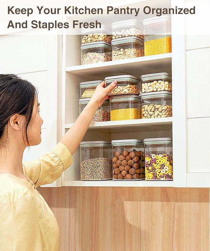 Pop Airtight Food Storage Containers with Lids Stackable Containers for Kitchen Pantry Organization Ideal for Cereal Snacks Flour Sugar Coffee and Spaghetti (gray, 4.2qt)