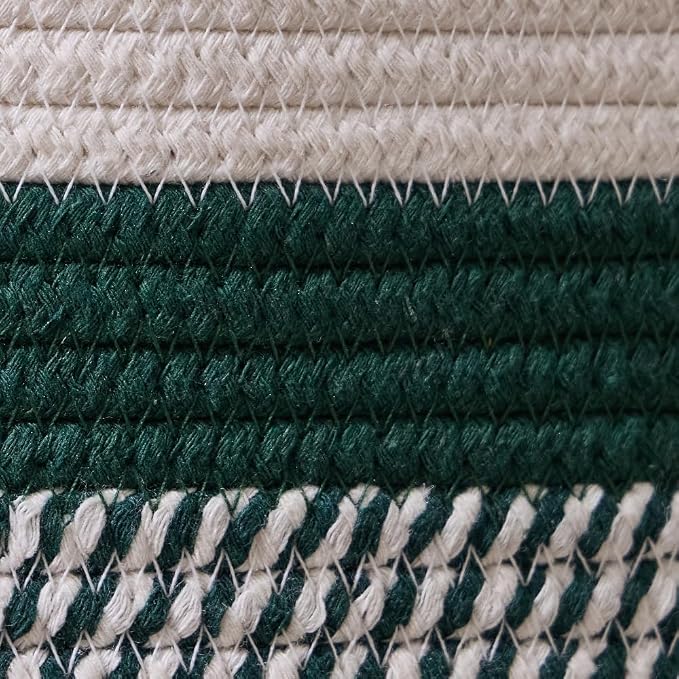 Luxury Little Extra Large Nursery Storage Basket, 20 x 20 x 13.8 inches - 100% Cotton Rope Baskets with Handles, Blanket Basket for Toys, Blankets & Pillows (Green)