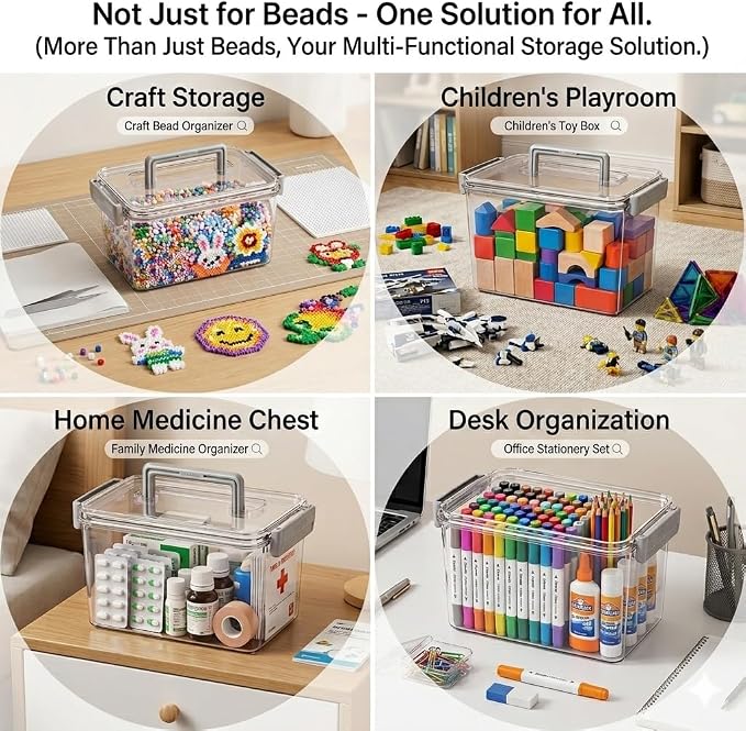 Plastic Storage Containers And Organization Bins Box Stackable with Lid and Secure Latching Buckles, Clear Clip Box For Kitchen or Pantry Storage Cabinet 4 PACK