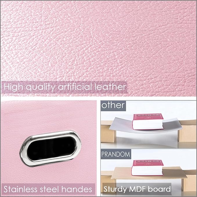 PRANDOM Leather Foldable Cube Storage Bins 13x13 inch [4-Pack] Fabric Storage Baskets Cubes Drawer with Cotton Handles Organizer for Shelves Nursery Closet Bedroom Clothes Pink