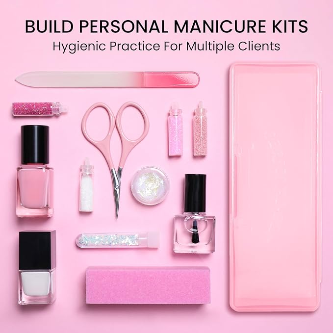 Beauticom Personal Box Storage Case for Professional Manicurist Nails Pedicure (Large Size) (1 Piece, PINK)