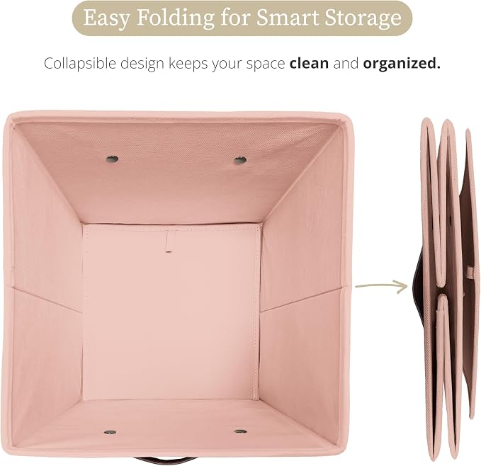 DECOMOMO Storage Bins, Storage Baskets for Shelves | 13" x 15" x 13" Storage Cube Bins with Labels for Organizing Shelves (Kallax, 4pcs, Rainbow)