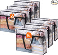 Lifewit 6 Pack Clear Clothes Storage Bags, 75L Plastic Blanket Storage Bag, Vinyl Foldable Moving Bags with Zipper, Closet Organizers and Storage Containers for Bedding, Duvet, Comforter