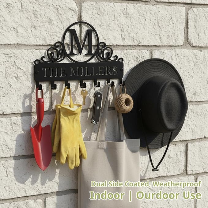 Key Holder Wall Mount, Personalized Adhesive Key Holder Hook for Wall, Metal Key Rack for Housewarming Gift
