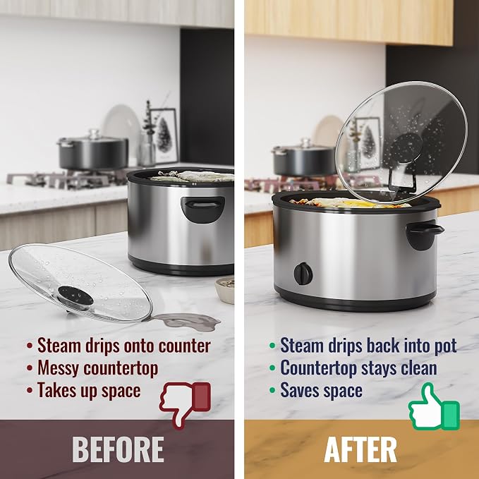 NiHome 2-Pack Slow Cooker Lid Holder Fit for Crockpot for Hands-Free Cooking, Fits Various Lid Sizes, Stable and Non-Slip Design, Prevents Water Stains on Countertops, Easy to Use, Space-Saving (2PCS)