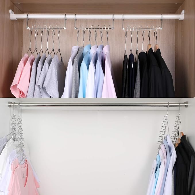 Meetu Space Saving Hangers Magic Cloth Hanger Metal Closet Organizer for Wardrobe Organization (Pack of 20)