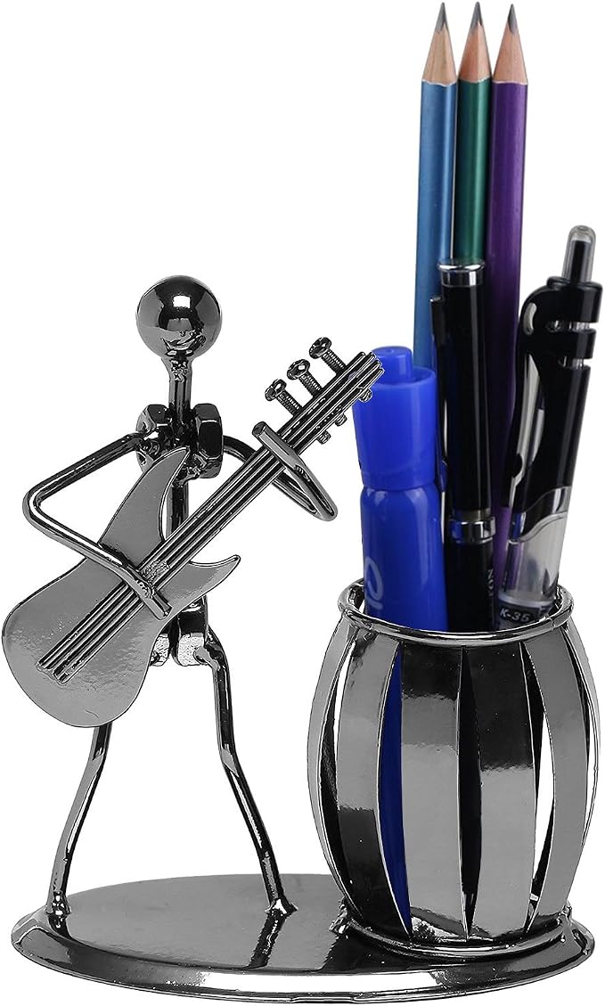 Owlgift Metal Pencil Holder, Office Supply Pen Organizer Desktop Decoration Stand Container (Guitar)