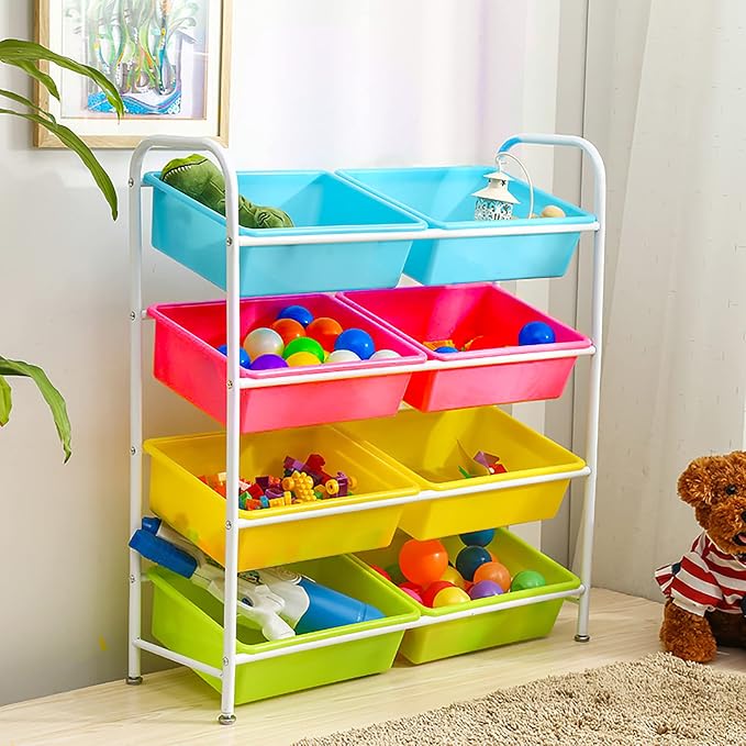 WUWEOT 5 Pack Large Storage Bins, 15" x 11.5" Plastic Stackable Classroom Organizer, Multipurpose Toy Basket for Classroom, Nursery, Playrooms and Home Organization