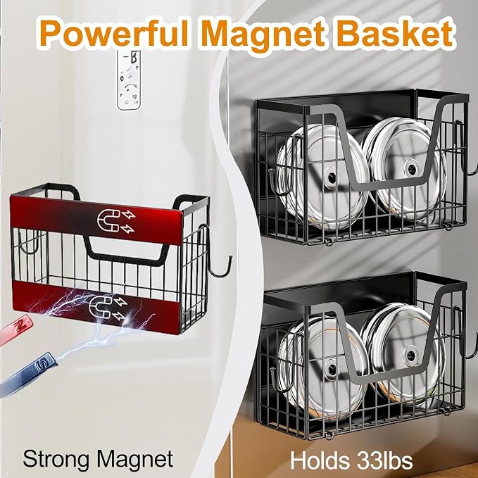 Magnetic Basket for Refrigerator Door,Magnetic Fridge Shelf Storage - 1pc | Versatile Produce & Vegetable Storage Container,Pantry Organizer & Holder,Large Capacity Basket for Kitchen,Cabinet,Pantry