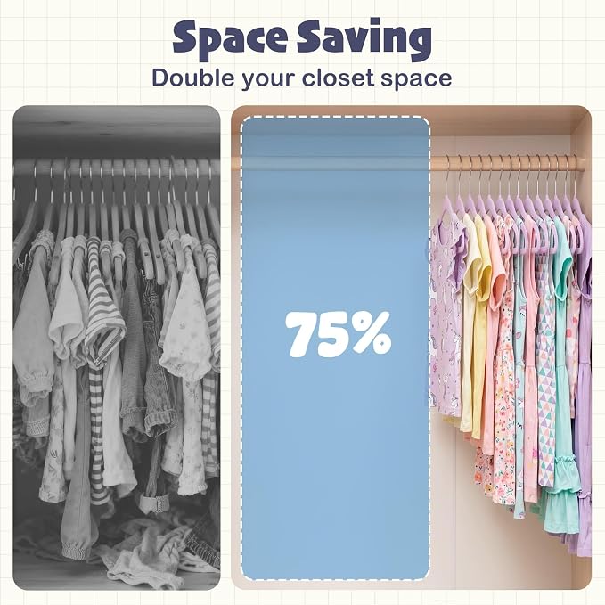 HOUSE DAY 11 Inch Velvet Baby Hangers 50 Pack Lt-Purple, Premium Kids Hangers for Children, Infant & Toddler Clothes, Durable Non Slip Small Baby Felt Hanger for Closet, Ideal for Everyday Use