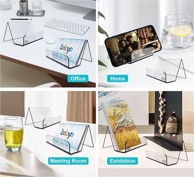 Boloyo Acrylic Business Card Holder for Desk , 6PC Business Card Display Stand Desktop Name Card Organizer Capacity 60 Cards