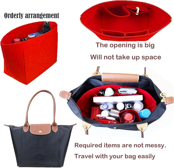 Lckaey bag Organizer Insert for le pliage organizer insert Handbags Organizer1012crimson-S