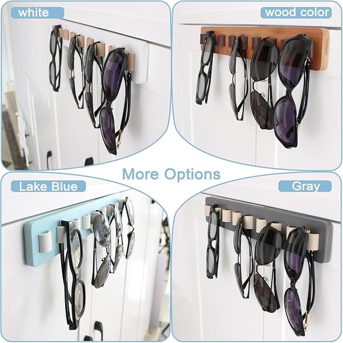 Sunglasses Organizer Wall Mounted Wood Sunglass Holder for Home Glasses Holder/Sunglasses Rack,Home Decor (Wood color-1pcs-long)
