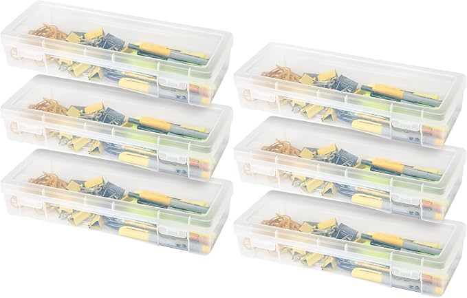 IRIS USA Clear Storage Cases, 6-Pack, |Made in USA|, Plastic Bead Organizing Containers with Snap Lid for Arts, Crafts, Ephemera, Stickers, & Dance Cheer, Clear - Large