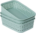 Soddeph Plastic Storage Baskets for Cabinets, Household Pantry Organization with Handle,Organizer Bins for Room,Bathrooms,Under-Sink,Kitchen (Green, XS-3PACK)