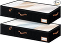 StorageWorks Extra Large Under Bed Storage Containers with Handles and Label Holder, 2 Pack Ultra-thick Fabric Underbed Bins, Closet Organizer for Clothes, Blankets, Sweater