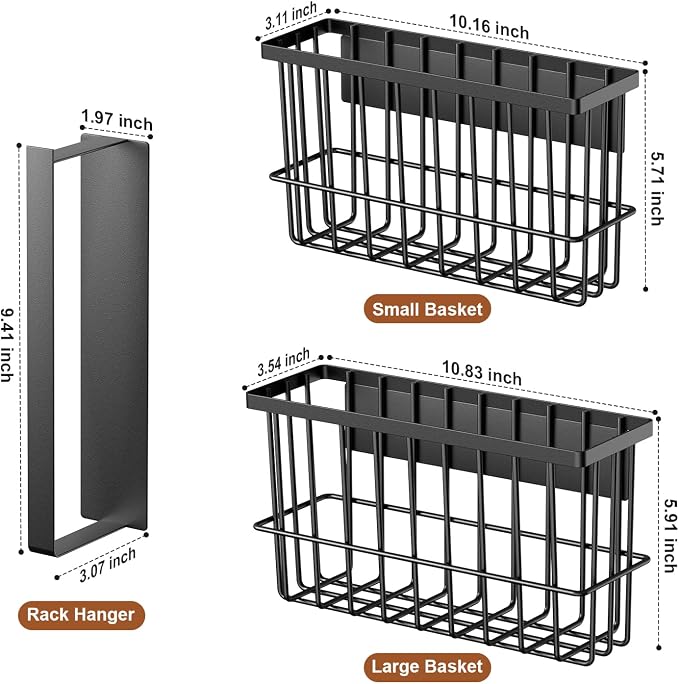 FAMNONE Magnetic Laundry Organizer, Dryer Ball Holder & Hanger Rack | Magnetic Lint Bin, Fridge Basket, Washer Dryer Organizer, Metal Magnetic Basket for Kitchen, Fidge, Laundry