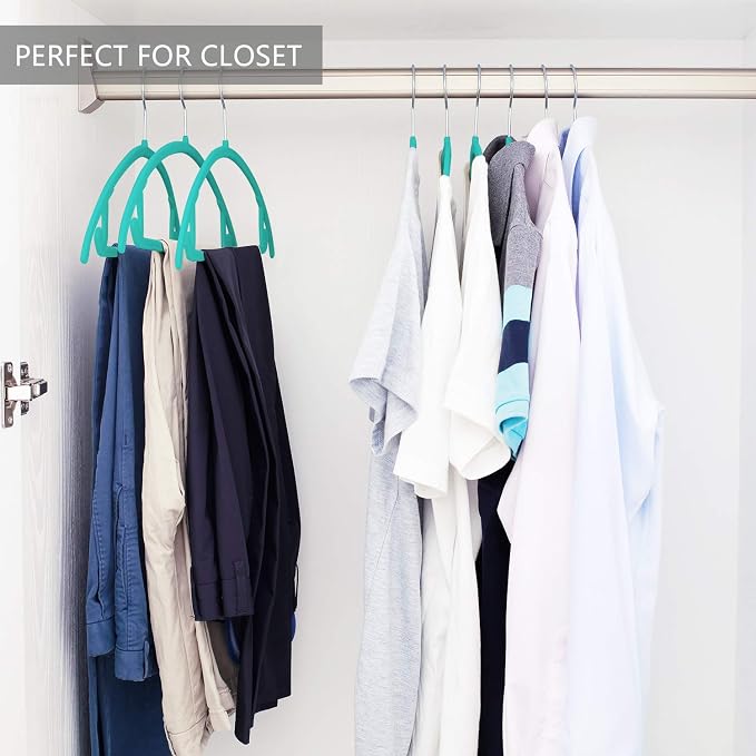 MIZGI Premium Velvet Hangers 50 Pack Heavyduty- Non Slip No Shoulder Bump Suit Hanger - Chrome Hooks,Space Saving Clothes Rounded Shape for Coat,Sweater,Jackets,Pants