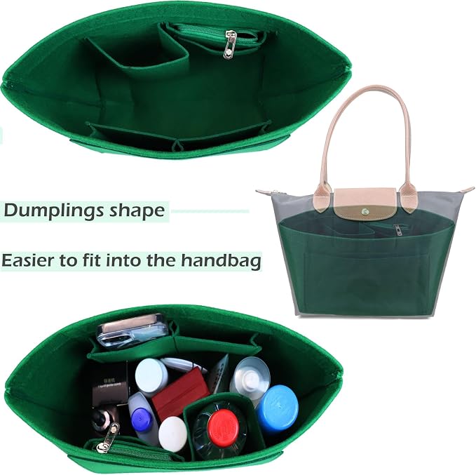 Lckaey Purse Organizer Insert for longchamp le pliage large Handbags Insert Organizer 1012green-M
