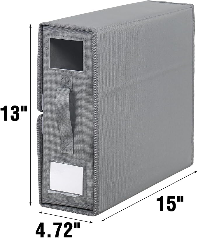 4 Pack Sheet Organizers and Storage Foldable Sheet Organizer for Linen Closet Fabric Container Boxes with Clear Window and Handle for Blanket Comforter Pillow, Grey