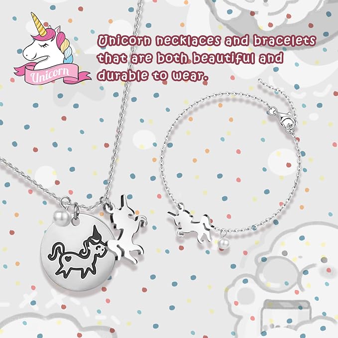 Large Jewelry Box for Girls 5-Layer Music Box with Swing Door Spinning Ballerina Unicorn Necklace & Bracelet Set Children Jewelry Organizer for Girls Kids Birthday Christmas Gift White