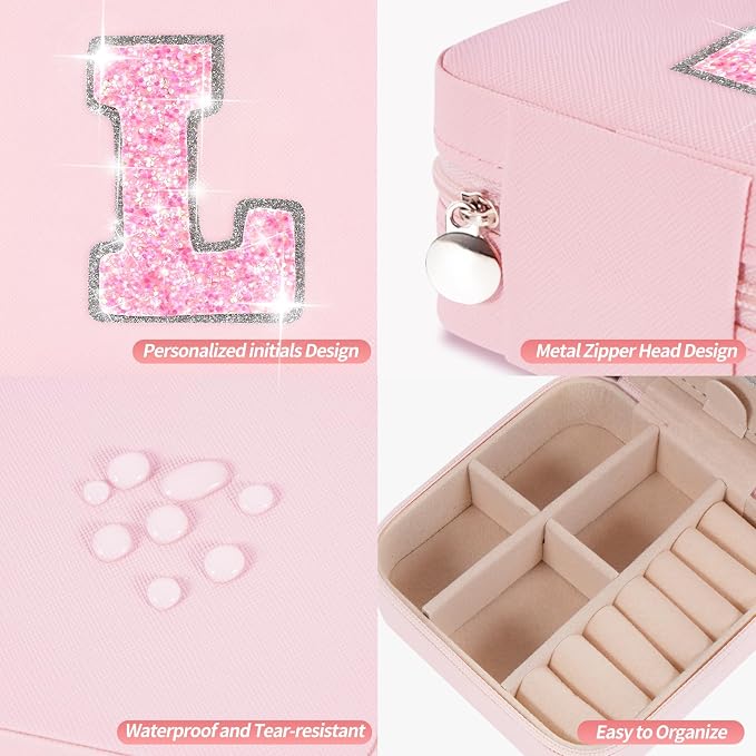 Uygafly Gifts for Teen Girl Trendy Stuff,Birthday Gift for 5 6 7 8 9 10 11 12 13 14 15 Year Old Girls,Cute Travel Jewelry Case Small Box | Pink,L